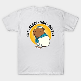 Eat sleep sail repeat Capybara Sailor T-Shirt